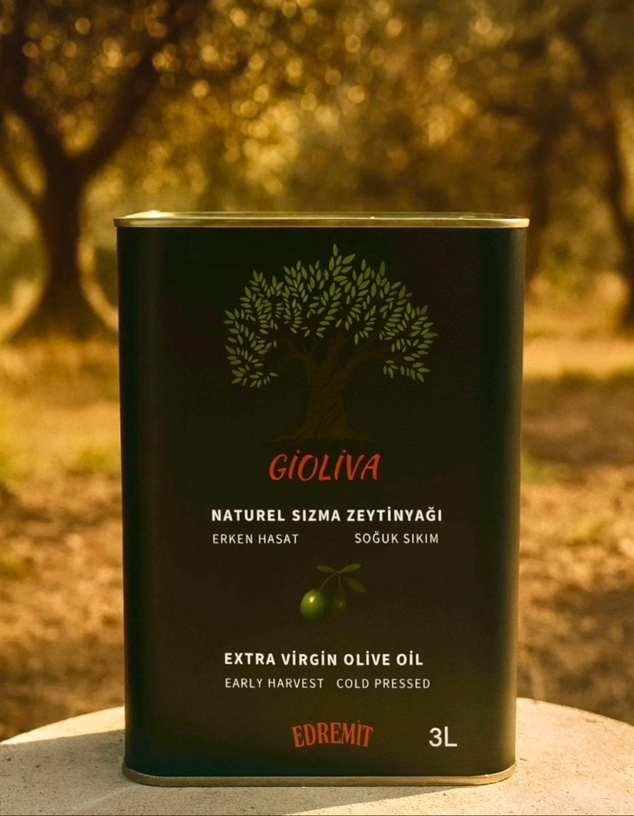 Edremit Erken Hasat Soğuk Sıkım Natürel Sızma Zeytinyağı – 3 L